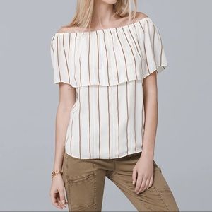 White House Black Market Off-The-Shoulder Stripe Blouse Size XL